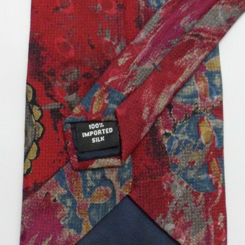 Mens TED LAPIDUS Necktie Burgundy abstract Tie - Picture 4 of 5